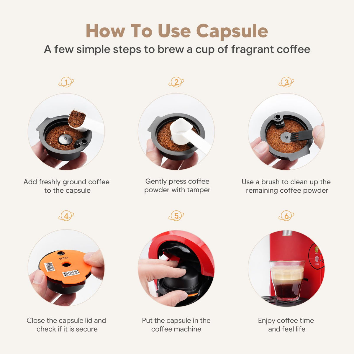 RECAFIMIL Reusable Coffee Capsule 180ml for Tassimo Machine