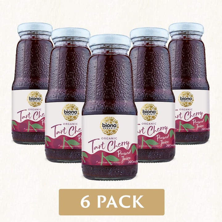 Biona Organic Tart Cherry Juice 200ml, Pack of 6 - Pure Pressed