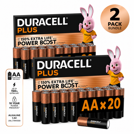 Duracell Plus AA Alkaline Batteries 36 Pack - 150% Extra Life, Power Boost