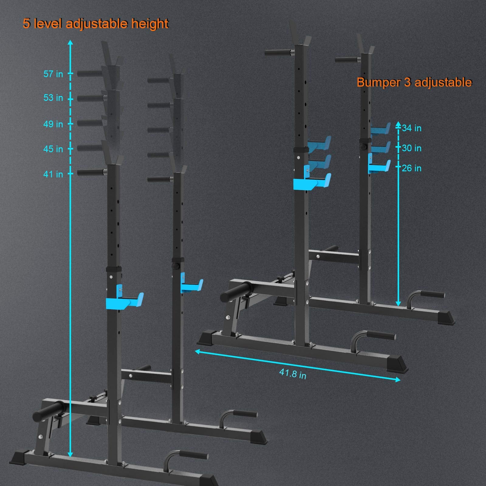 JX Fitness Squat Rack Multi-Function Barbell Dip Stand Height Adjustable