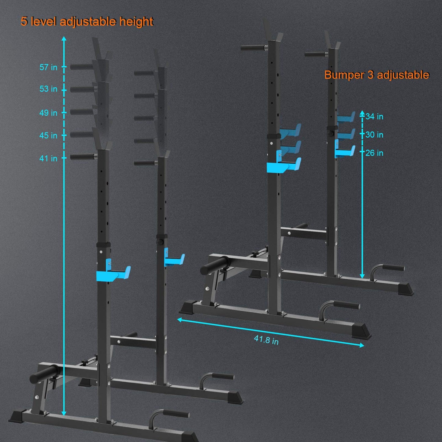 Heavy Duty Squat Rack Multi-Function Barbell Dip Stand Height Adjustable