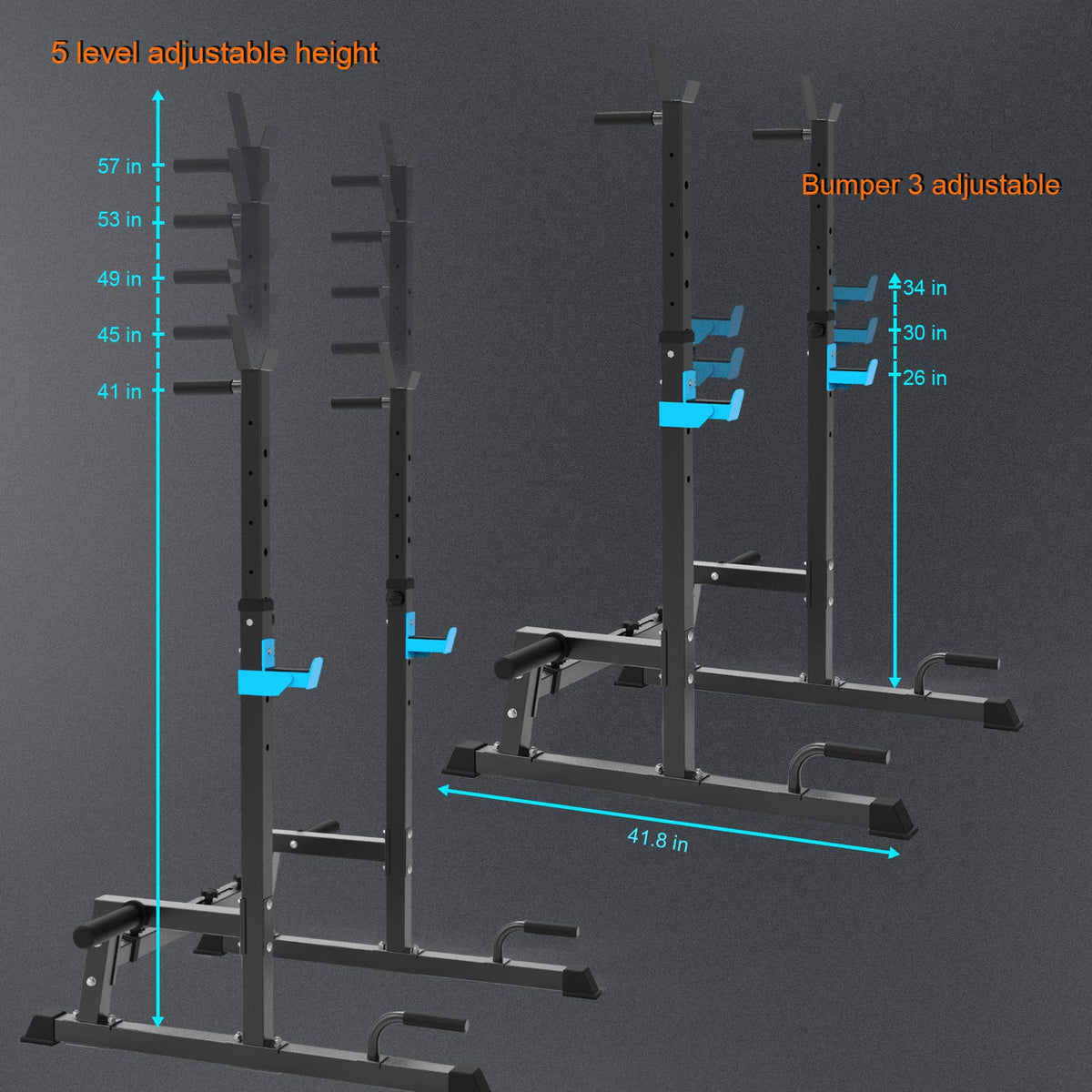 Heavy Duty Squat Rack Multi-Function Barbell Dip Stand Height Adjustable