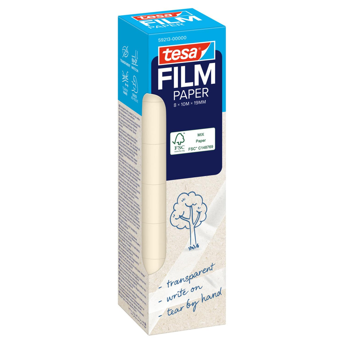 tesafilm PAPER Adhesive Tape Transparent 8 Rolls 10m x 19mm