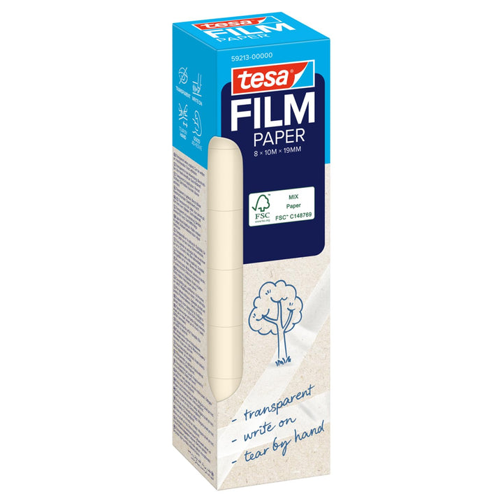 tesafilm PAPER Adhesive Tape Transparent 8 Rolls 10m x 19mm