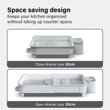 Extendable Dish Drainer Rack with Cutlery Holder in Grey by Vivo, Fits all Sinks
