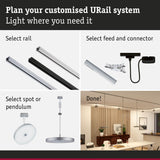 Paulmann Hildor URail LED Pendant 15W 3000K Chrome Matt Dimmable