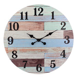 Rustic 23" Wall Clock in Wood Blue Vintage Coastal Style Design