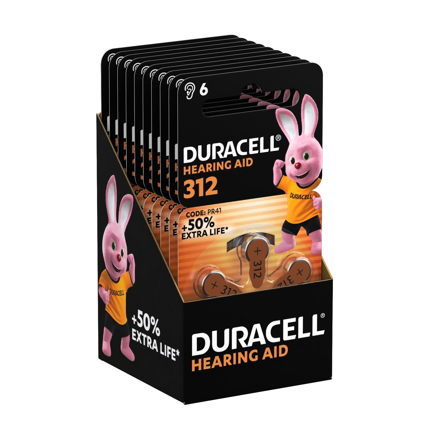 Duracell Size 312 Hearing Aid Batteries Pack of 60 +50% Extra Life
