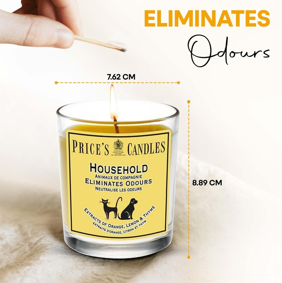 Price's Candles Set of 3 Fresh Air Odour Removing Jar Candles, Household & Pet