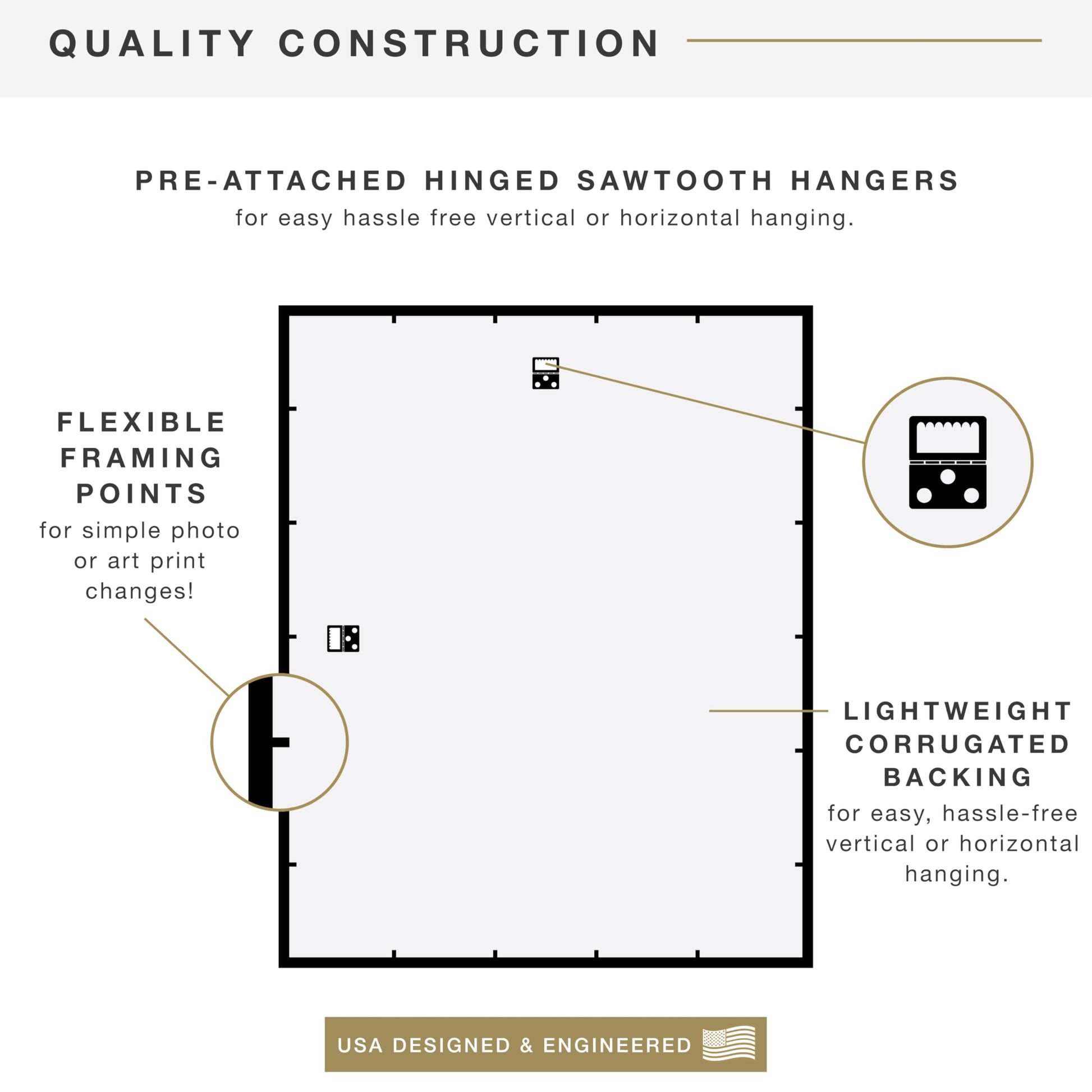MCS Back-Loading Wall Art & Puzzle Frame Black 24 x 30 Inch