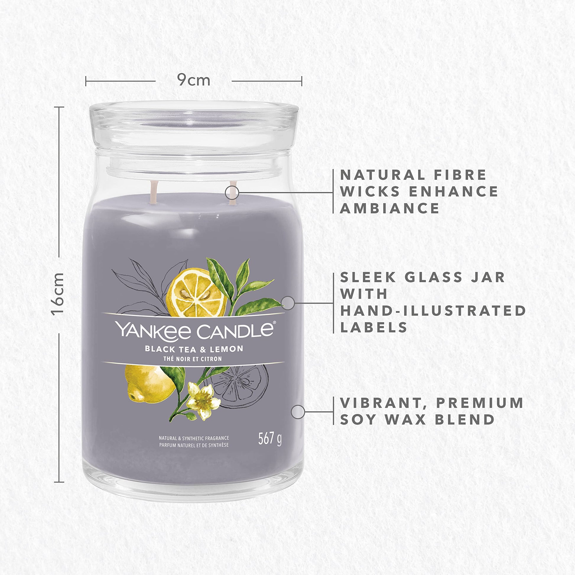 Yankee Candle Signature Large Scented Jar Candle - Black Tea & Lemon