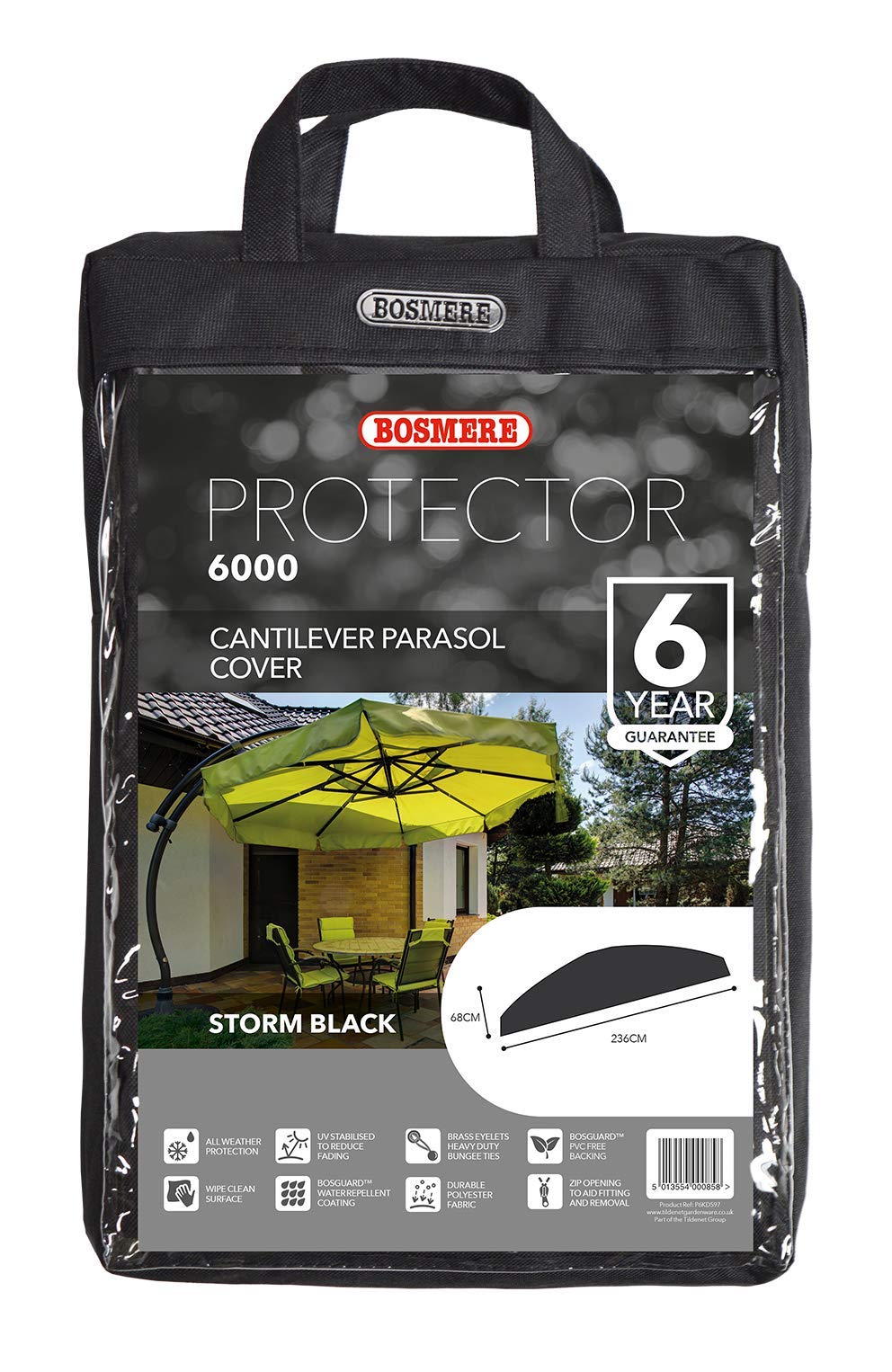 Bosmere Protector 6000 Garden Parasol Cover 236cm x 68cm Waterproof