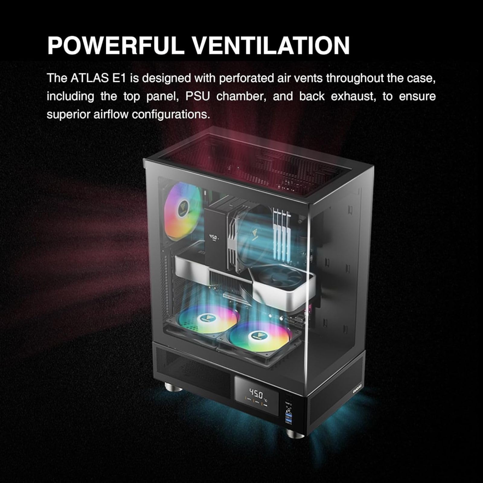 GAMDIAS Atlas E1 ATX Mid-Tower Gaming Case 3 x 120mm ARGB Fans