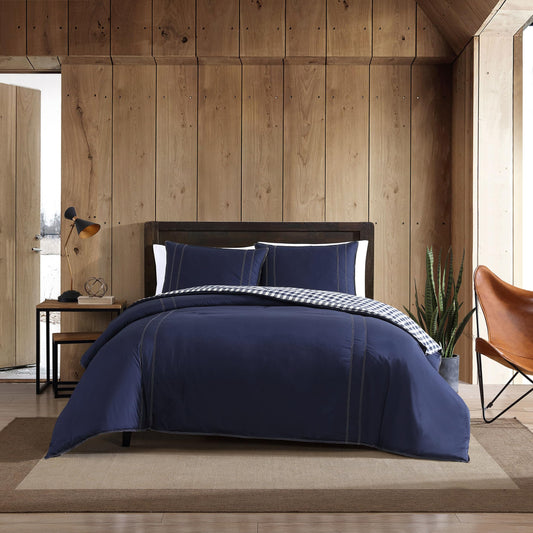 Eddie Bauer Kingston Reversible Comforter Set Full/Queen Navy