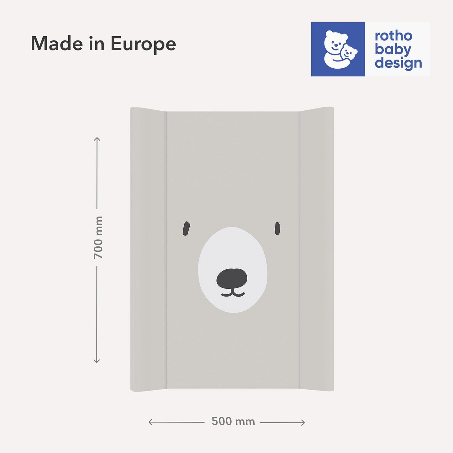 Baby Changing Mat Wedge Bear 50x70cm Waterproof Pad in Grey/White