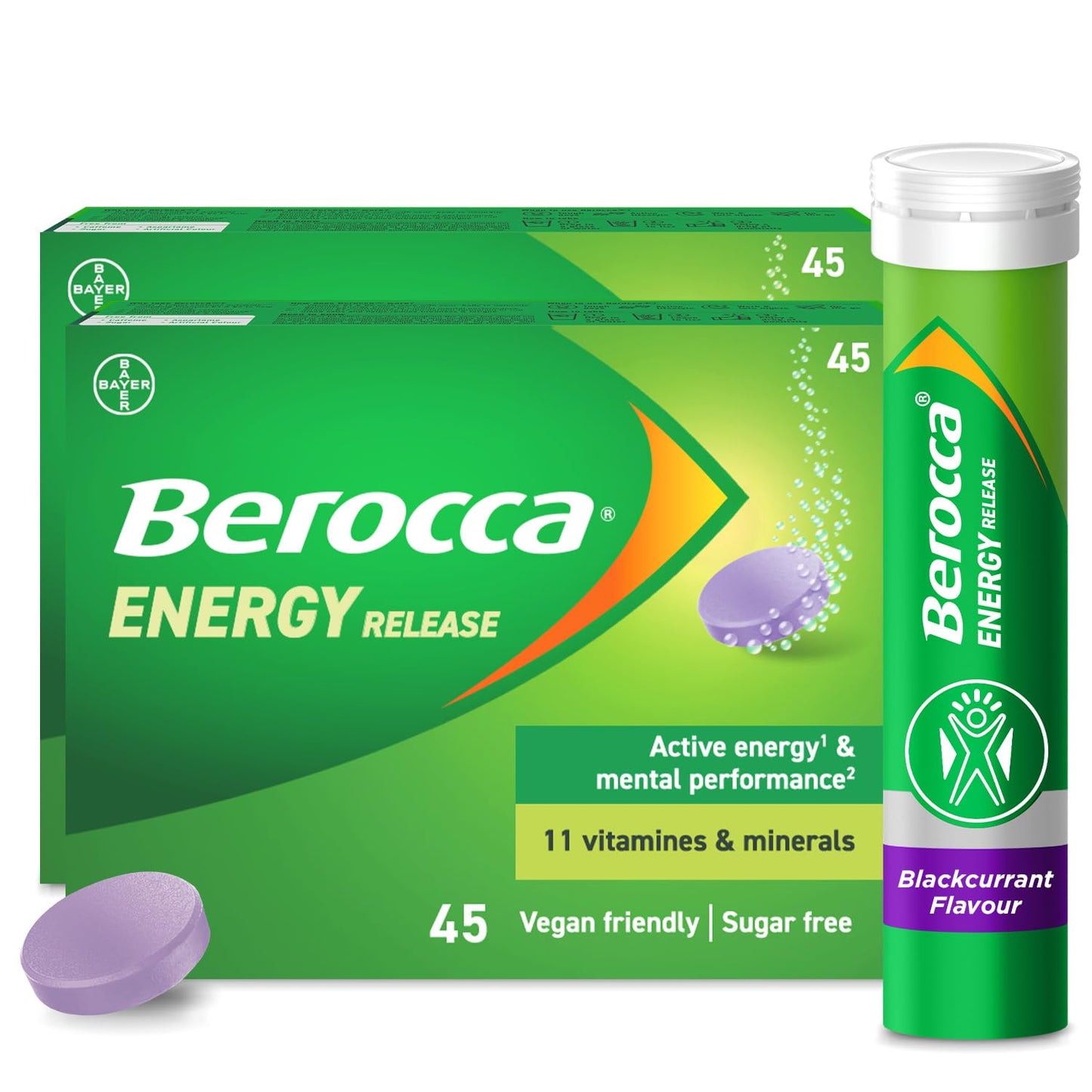 Berocca Blackcurrant Effervescent Tablets 45s x 2 Packs