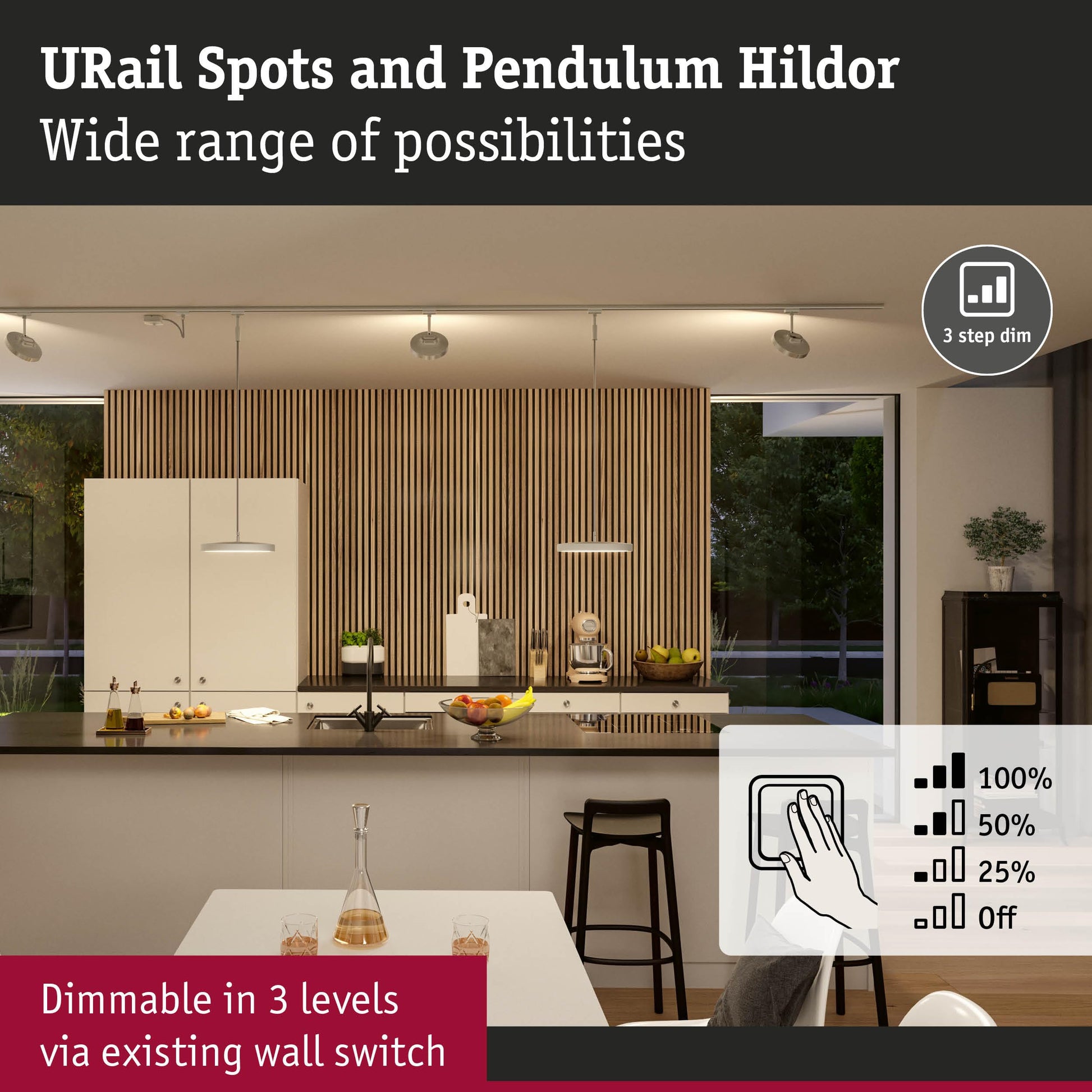 Paulmann Hildor URail LED Pendant 15W 3000K Chrome Matt Dimmable