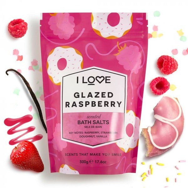 I LOVE Signature Glazed Raspberry Scented Bath Salts 500g - All Natural Ingredients
