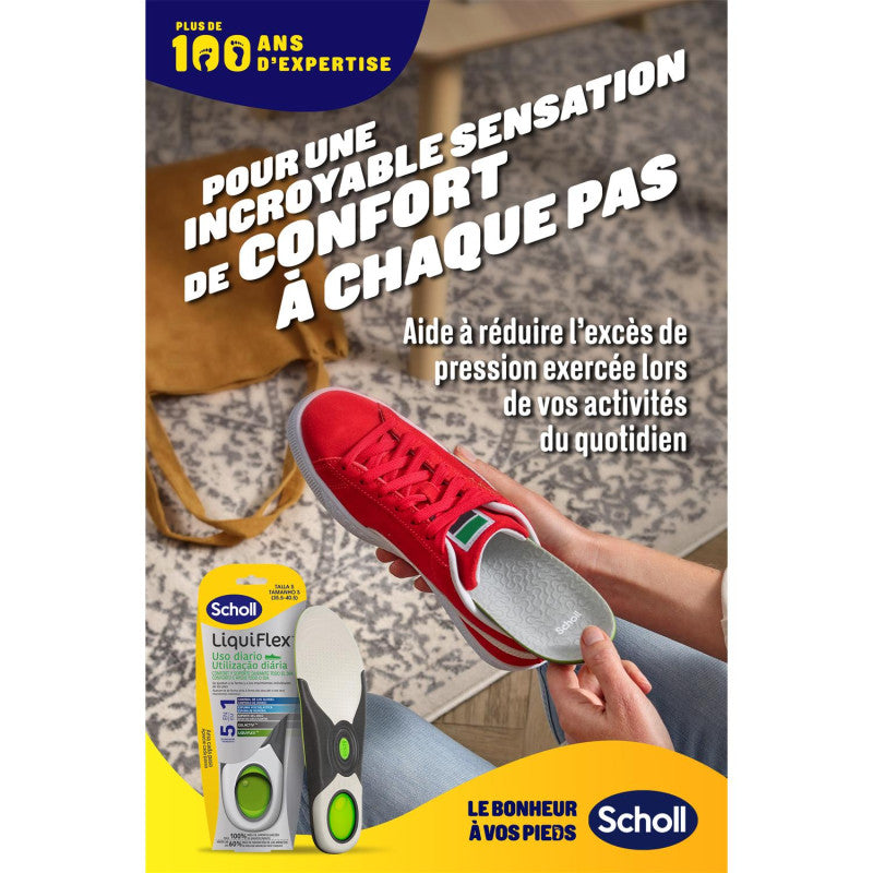 Scholl LiquiFlex Everyday Insoles for Women, 5-in-1 Insoles with Memory Foam - UK Size S (3.5-7.5), 1 Pair