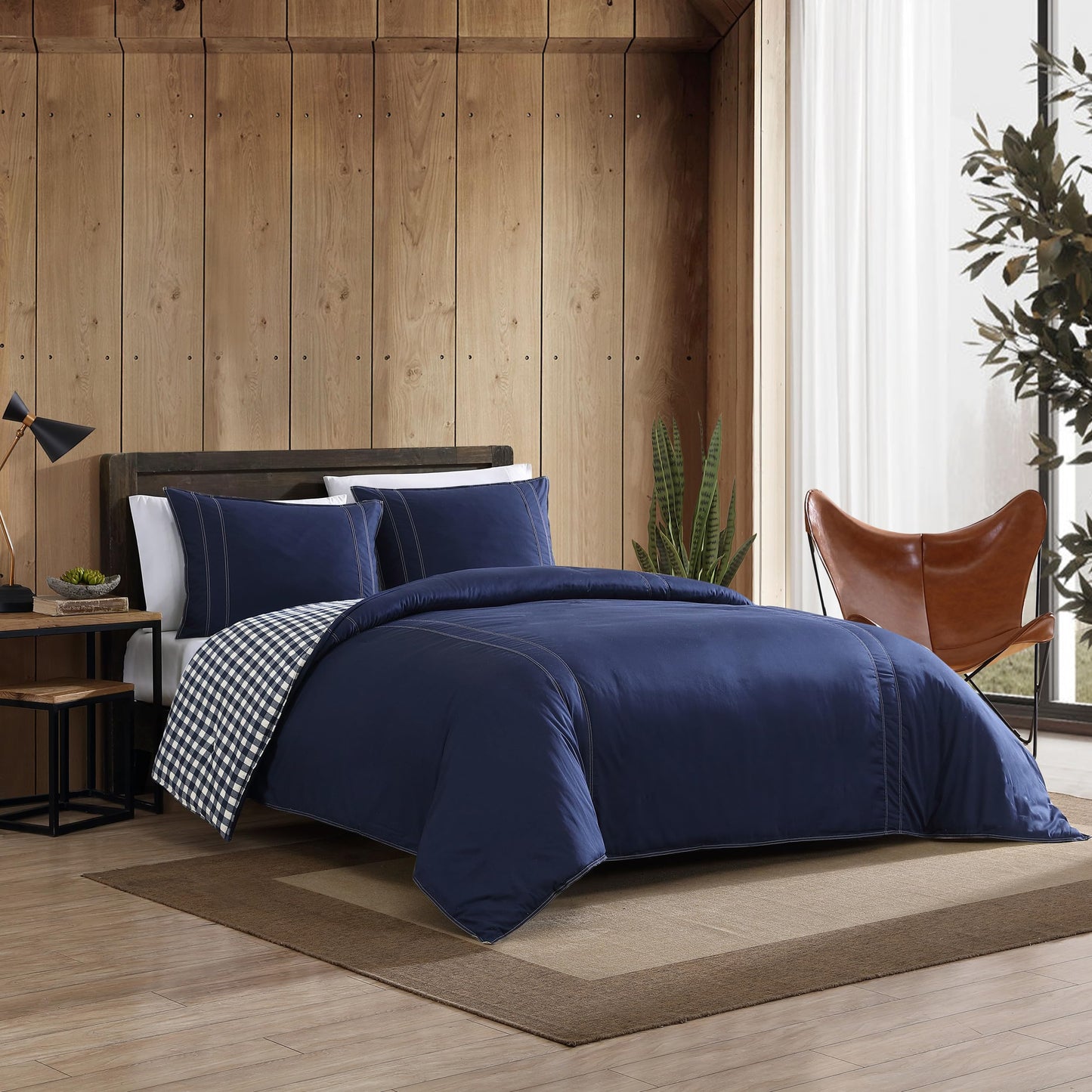 Eddie Bauer Kingston Reversible Comforter Set Full/Queen Navy