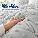 Swift Home Full/Queen Gray Comforter Set - 3 Piece Tufted Pom Poms