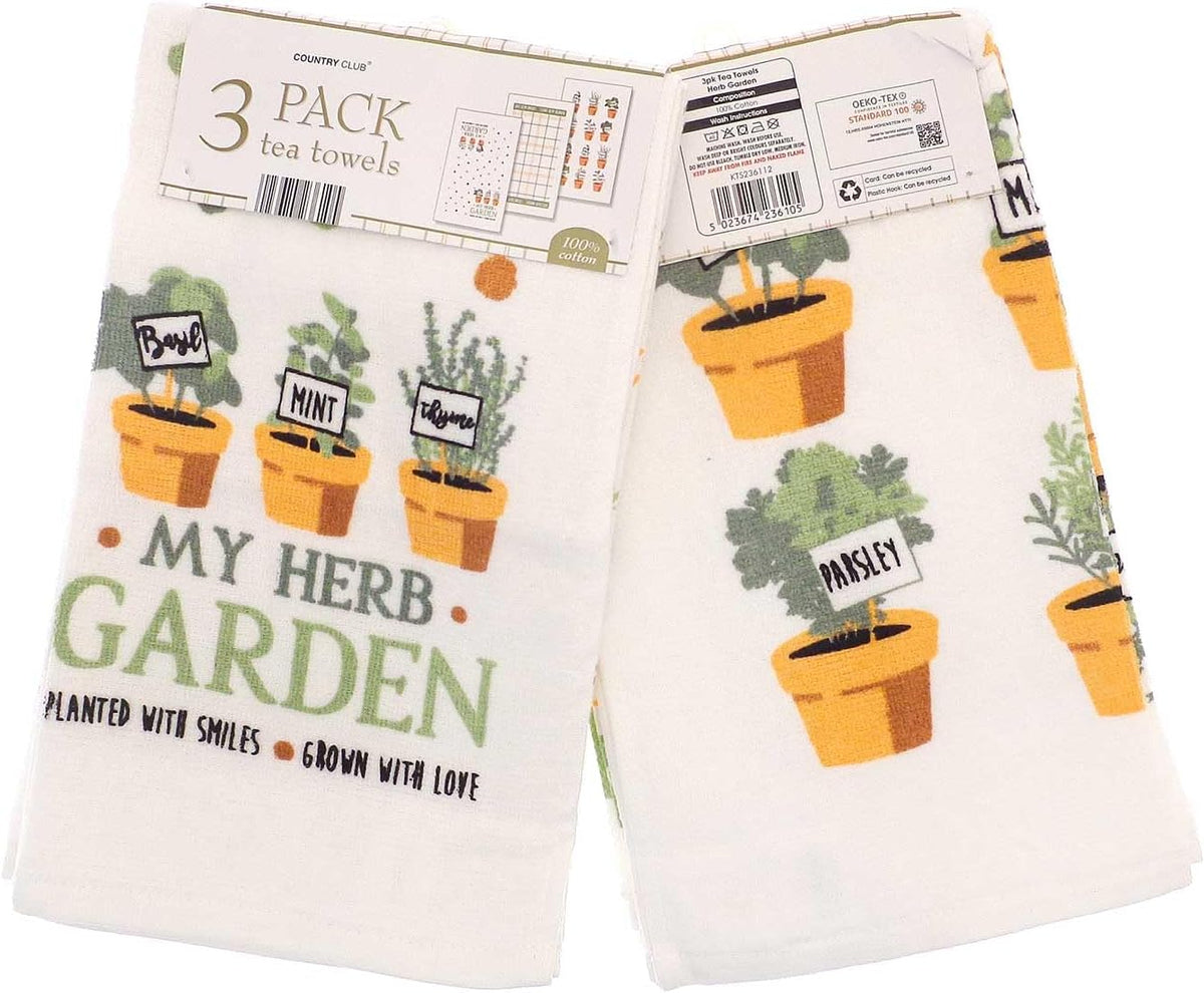 Country Club Cotton Tea Towels - Pack of 3