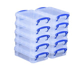 Really Useful Box 0.35 Litre Clear Plastic Storage Container 10x Pack with Clip Handles