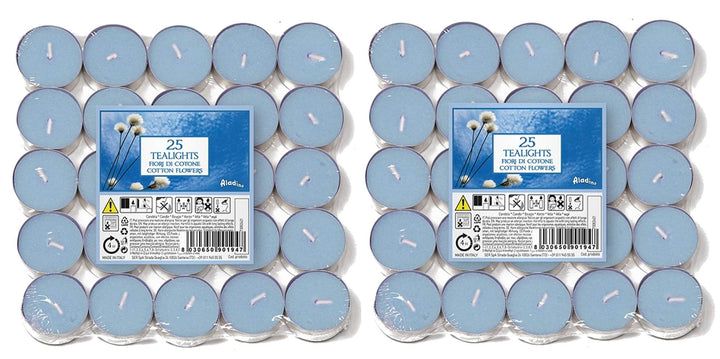 Price's Cotton Flowers Scented Tea Lights 2x25 Pack Bundle (50x Total Tealights)