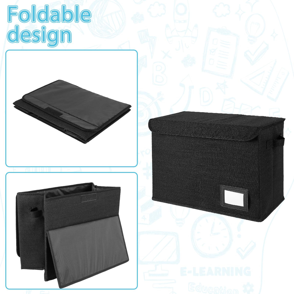Comic Book Storage Box 150-180 Comics Foldable Organizer Bin Black