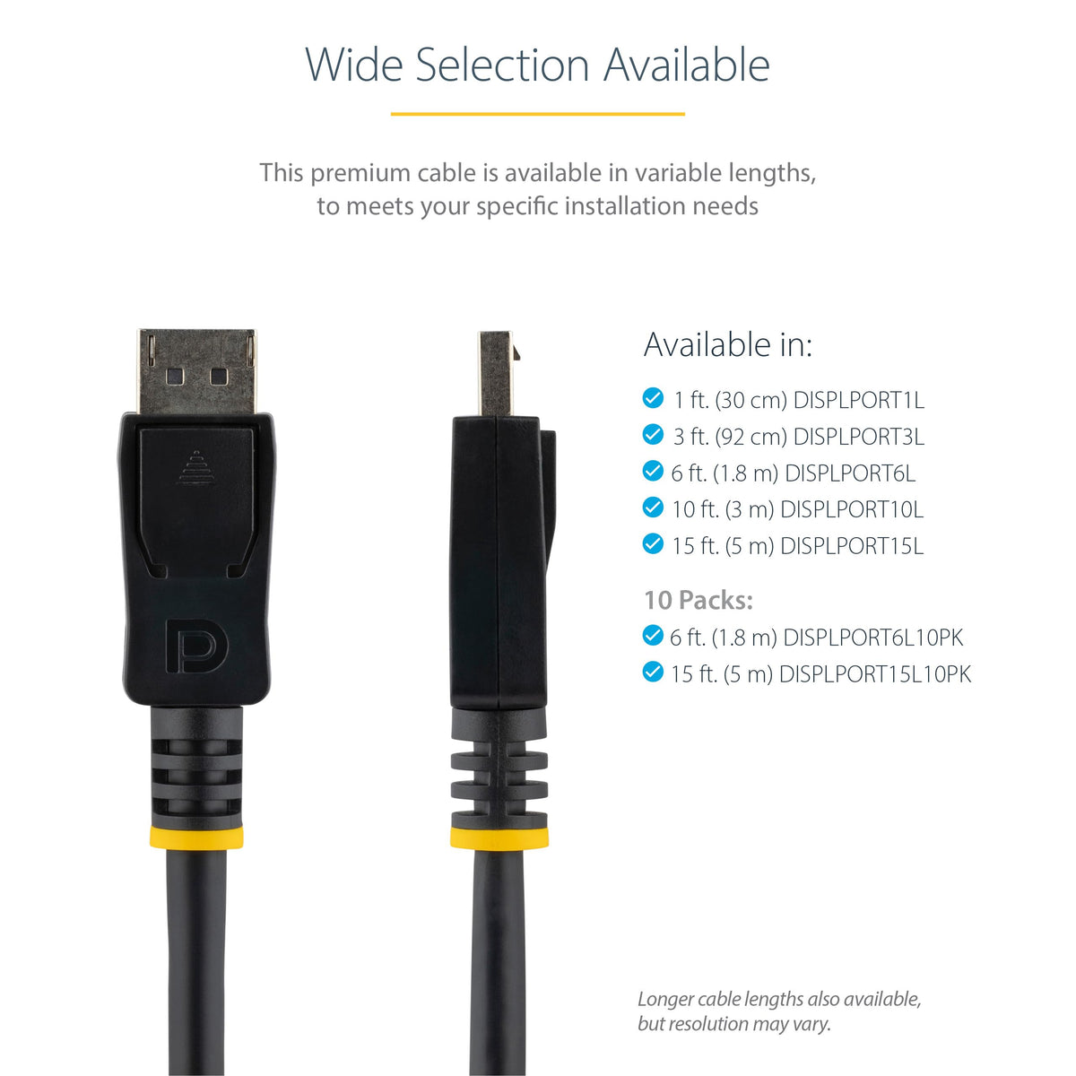 StarTech 10-Pack 4.6m DisplayPort 1.2 Cable 4K VESA Certified
