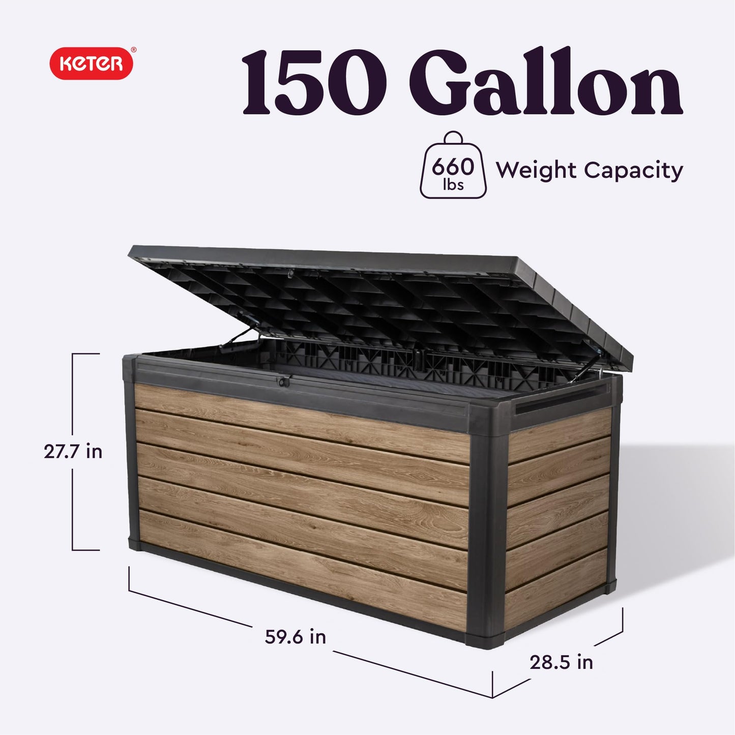 Keter Signature 570L Outdoor Storage Box Ashwood Brown Bench Seat