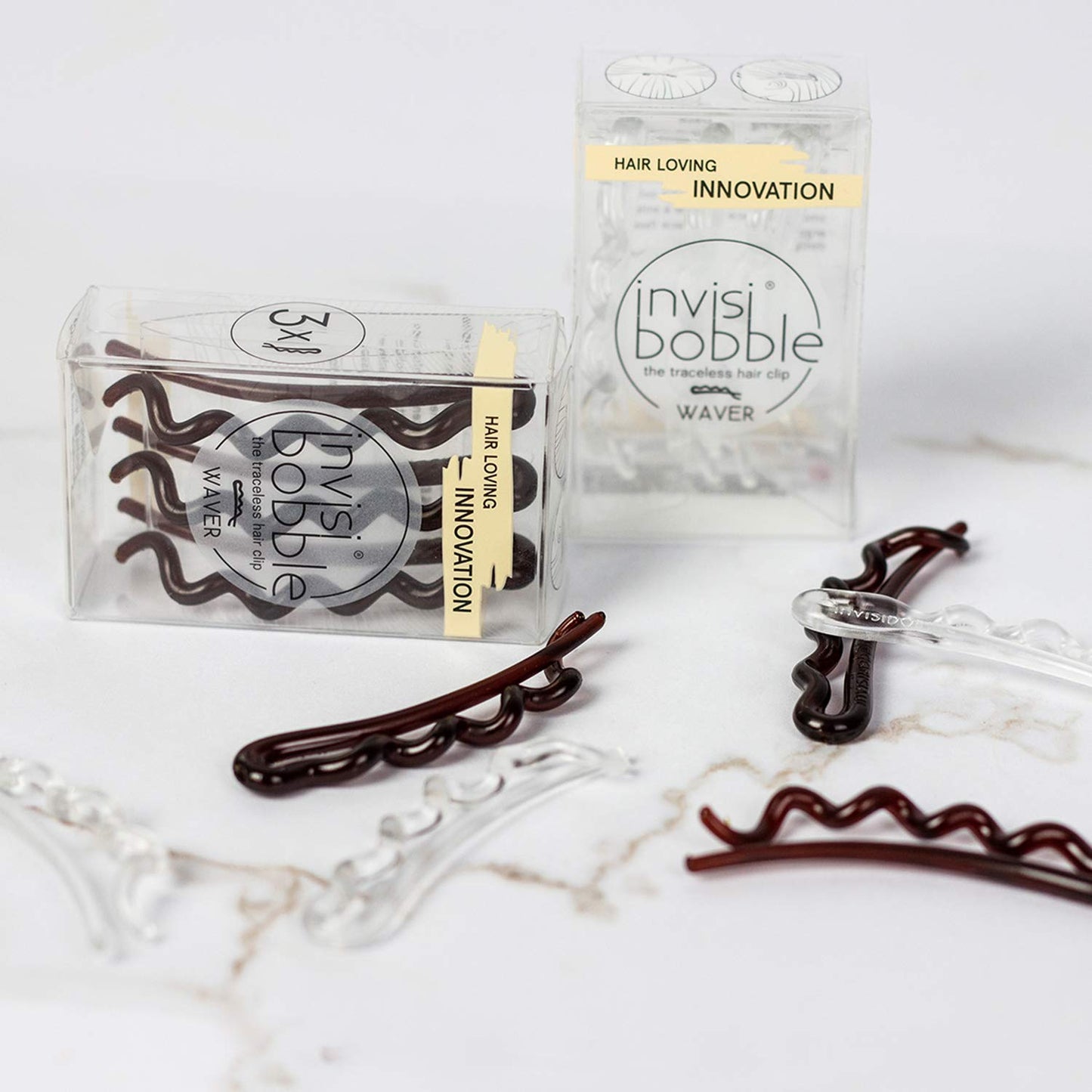 INVISIBOBBLE Waver Pretty Dark 3 Pack Hair Clips - Traceless Hair Hold