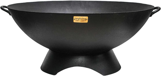 Round Artisan Firebowl Iron Fire Pit in Black 71cm by Ivyline 