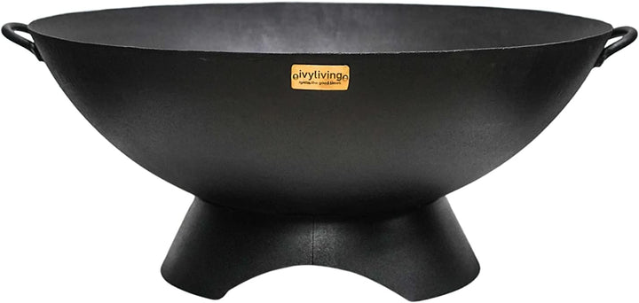 Round Artisan Firebowl Iron Fire Pit in Black 71cm by Ivyline 