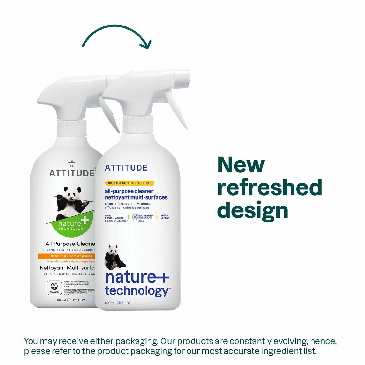 ATTITUDE All Purpose Cleaner Spray 800 mL - EWG Verified Plant-Based