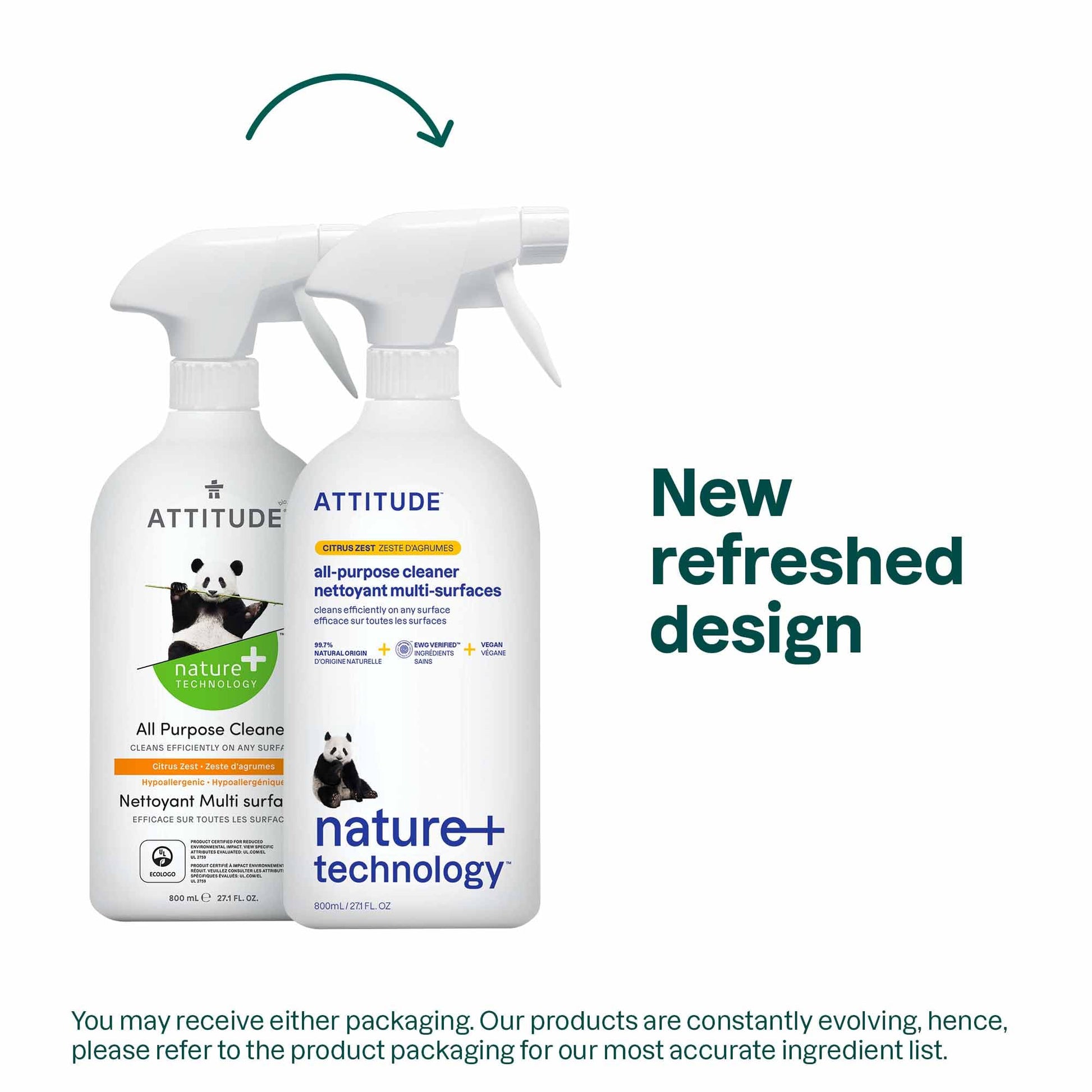 ATTITUDE All Purpose Cleaner Spray 800 mL - EWG Verified Plant-Based