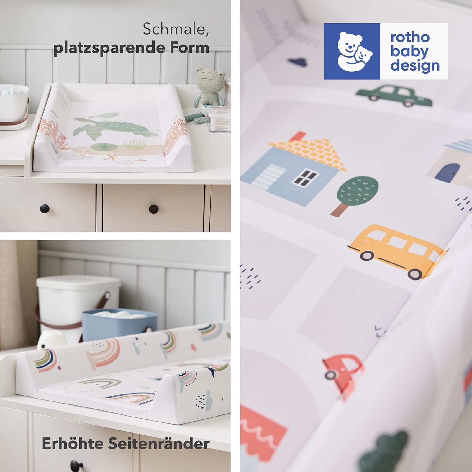 Baby Changing Mat Wedge Town Design 50x70cm Waterproof Pad in Grey/White