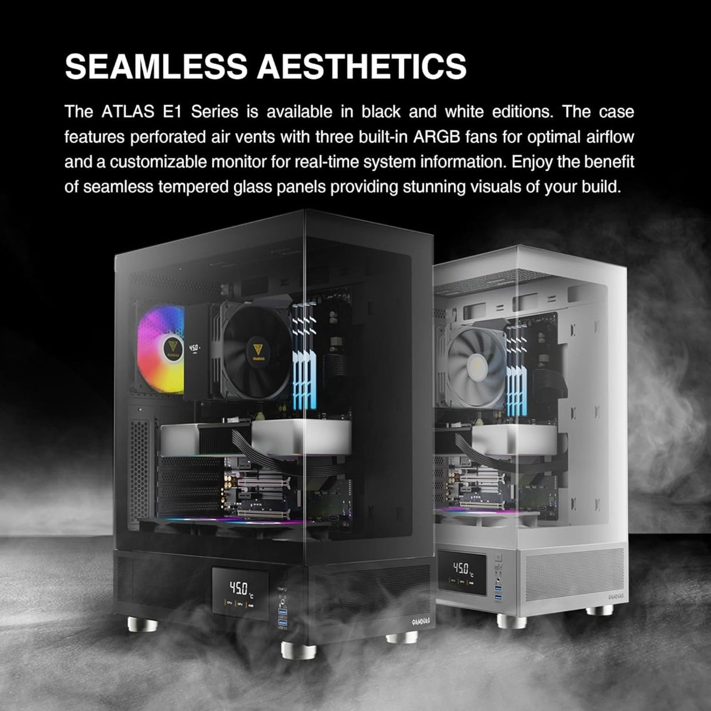 GAMDIAS Atlas E1 ATX Mid-Tower Gaming Case 3 x 120mm ARGB Fans