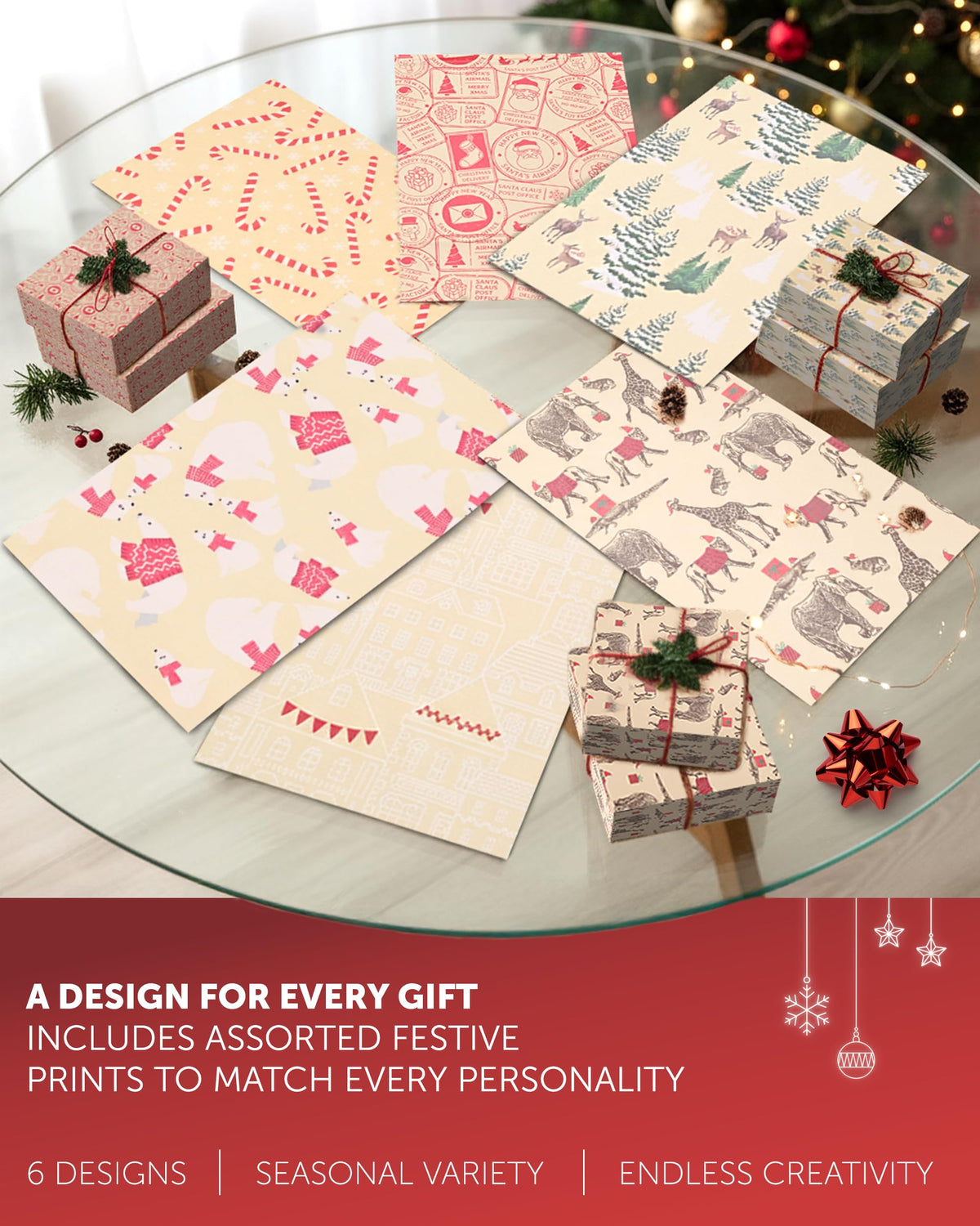 Kraft & Co Christmas Wrapping Paper 12 Sheets with Tags & Twine