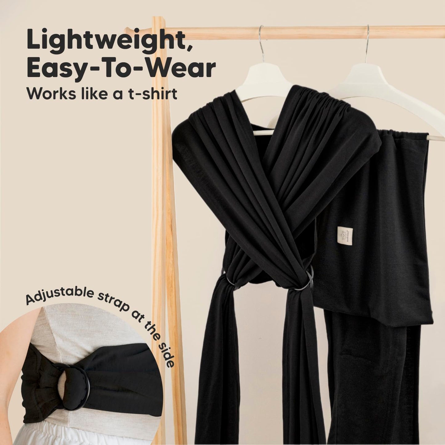 Black D-Lite Baby Wrap Carrier Sling - Newborn to Toddler