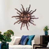 Large Metal Sun Wall Art Decor- 30 inches Sun Wall Hanging Bronze Decoration for Indoor Outdoor