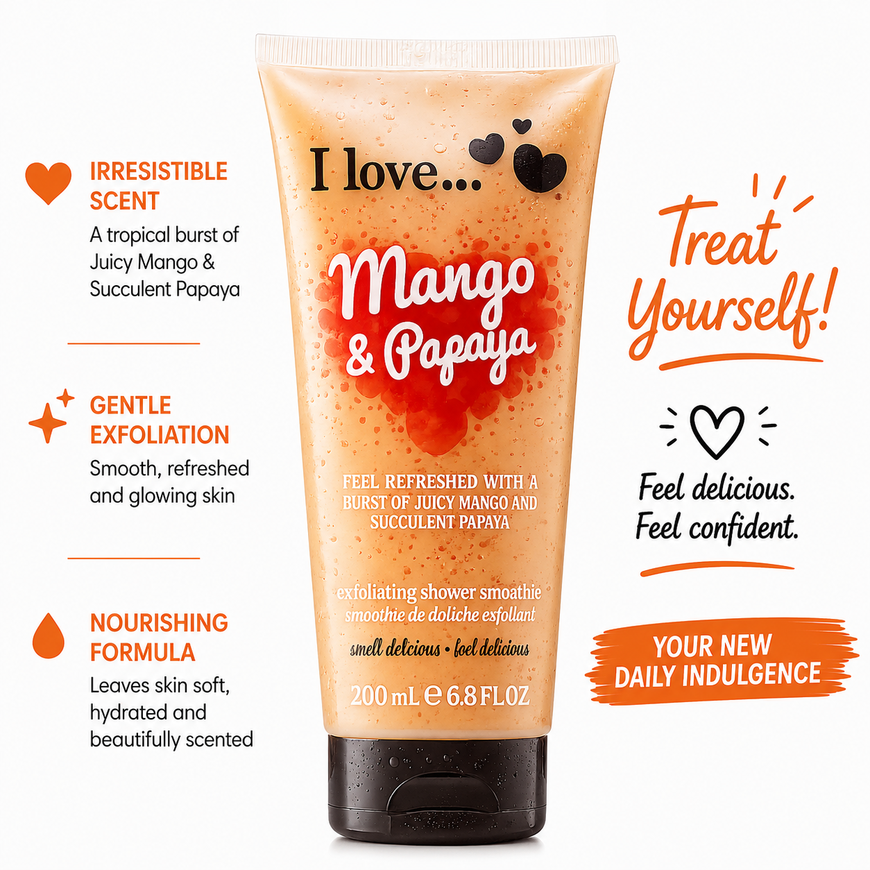 I LOVE Exfoliating Shower Smoothie Mango & Papaya Fruity Body Scrub 200ml