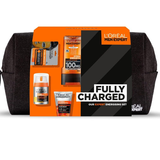 L'Oreal Men Expert Gift Set for Men, Hydra Energetic Washbag 5 Piece Set