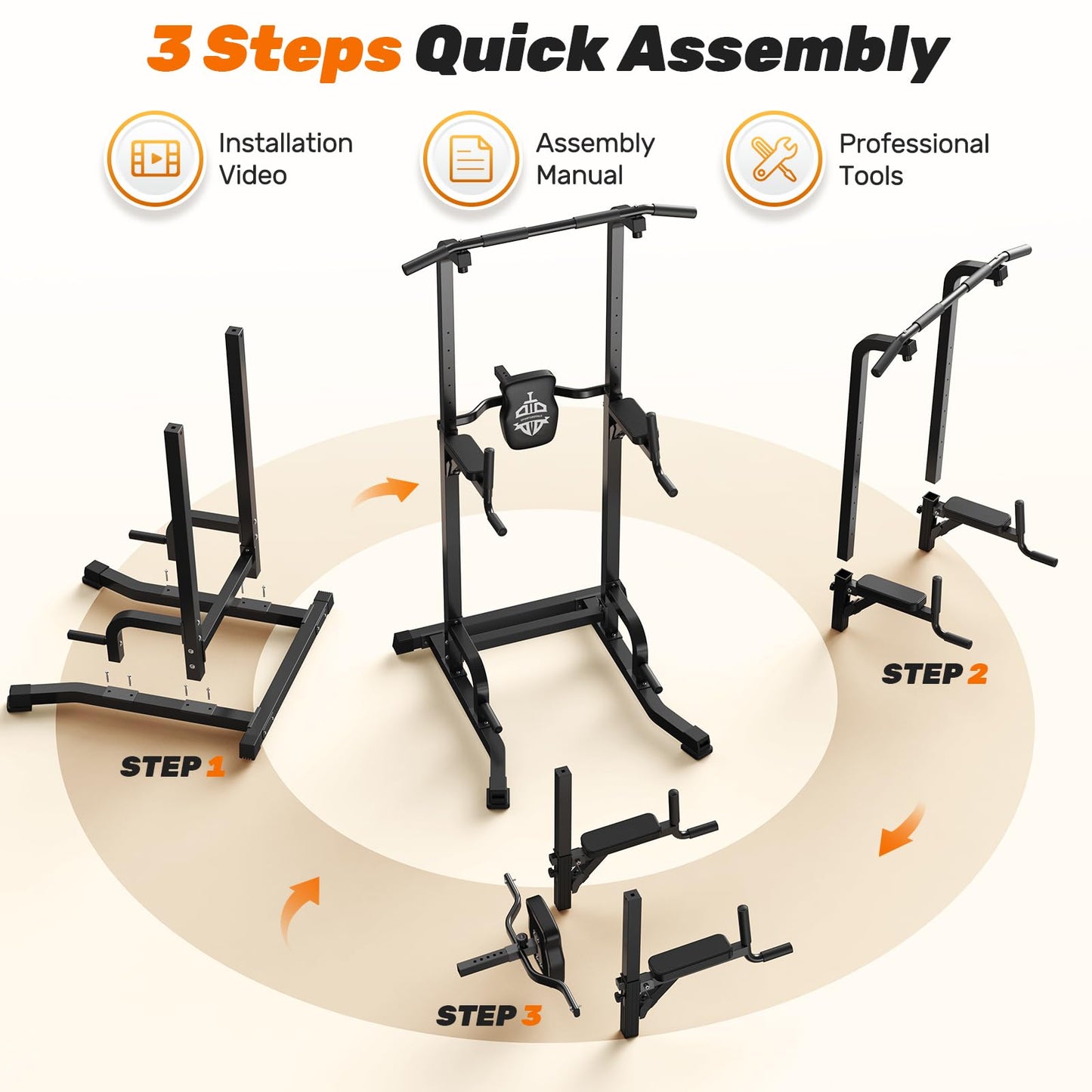Sportsroyals Power Tower Dip Station Pull Up Bar 204kg Home Gym
