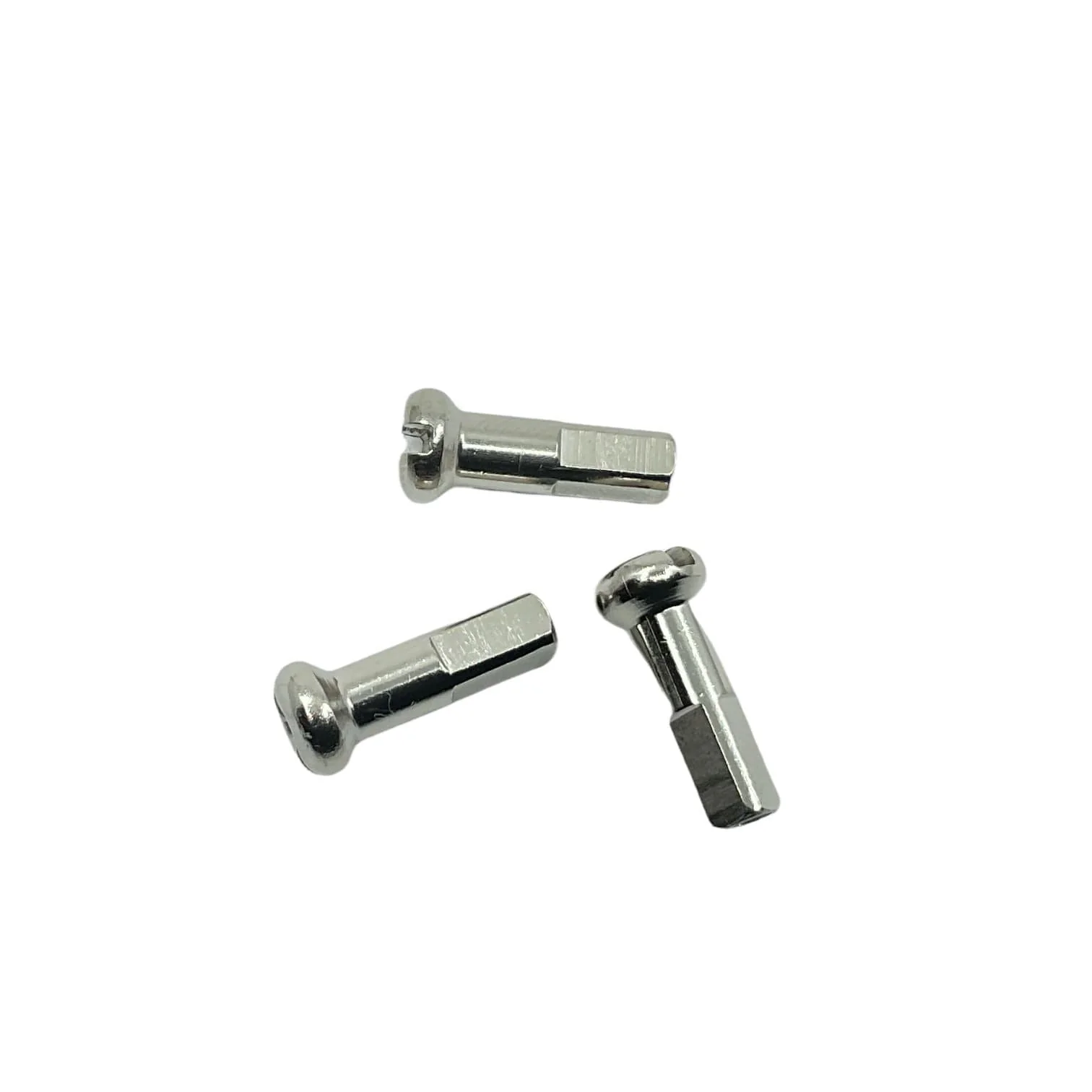 DT Swiss Brass Spoke Heads 2 x 14mm Brass Silver Nipples - Pack of 5