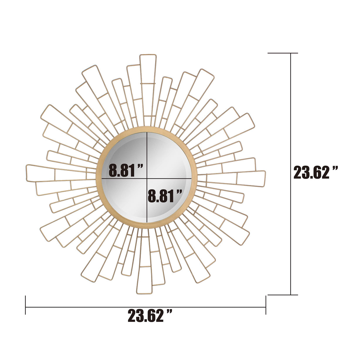 Stonebriar 23.6" Round Sunburst Hanging Mirror Antique Gold Metal
