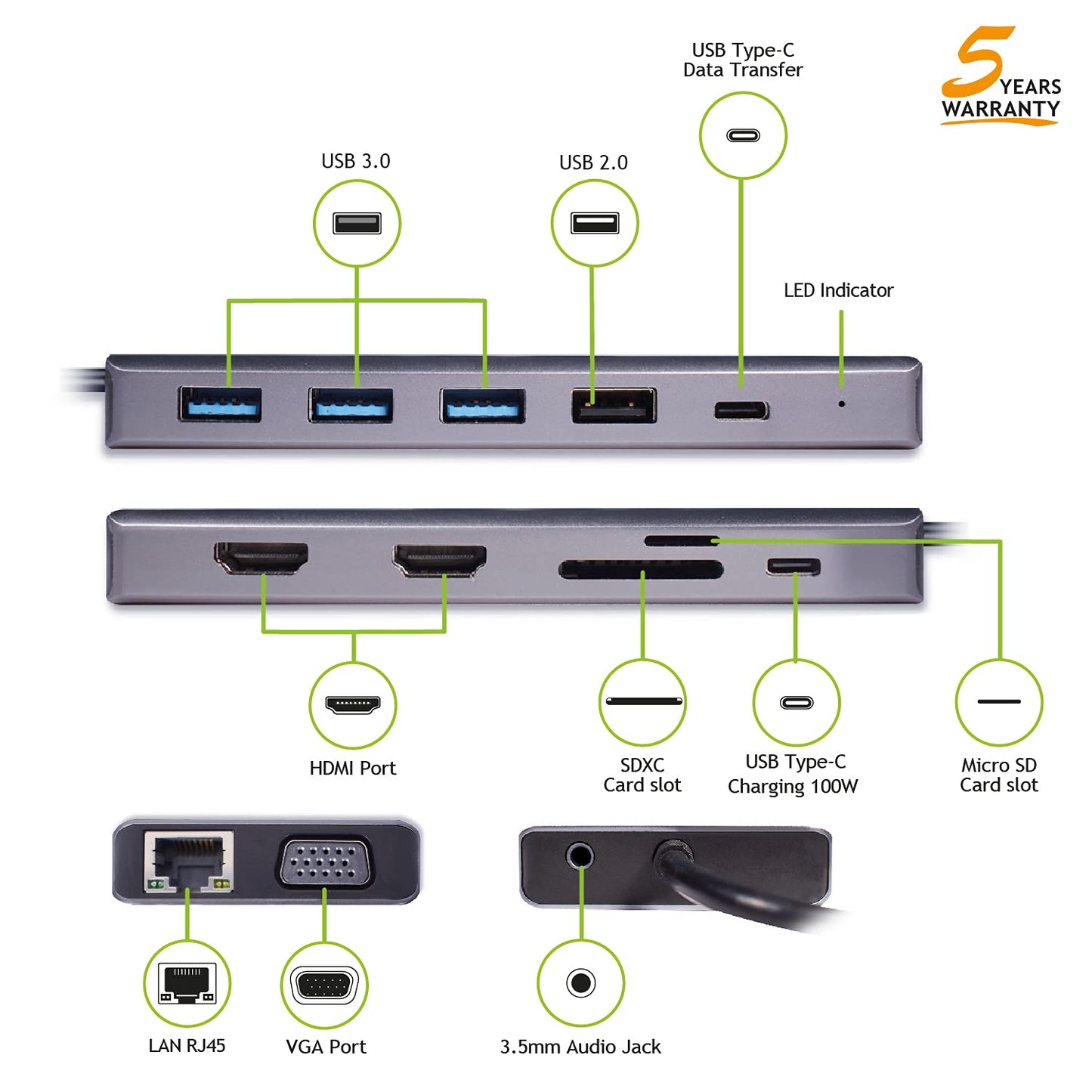 Tecnoware Hub USB Type-C 13-in-1 Adapter for MacBook & Notebook