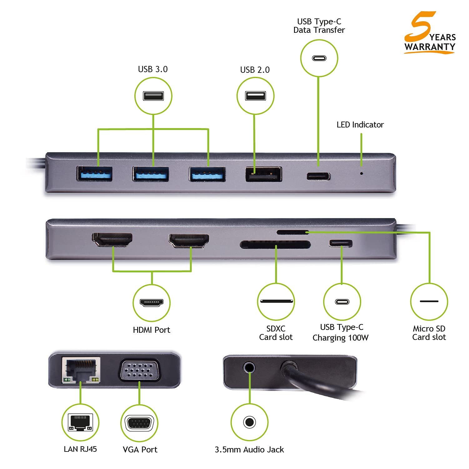Tecnoware Hub USB Type-C 13-in-1 Adapter for MacBook & Notebook