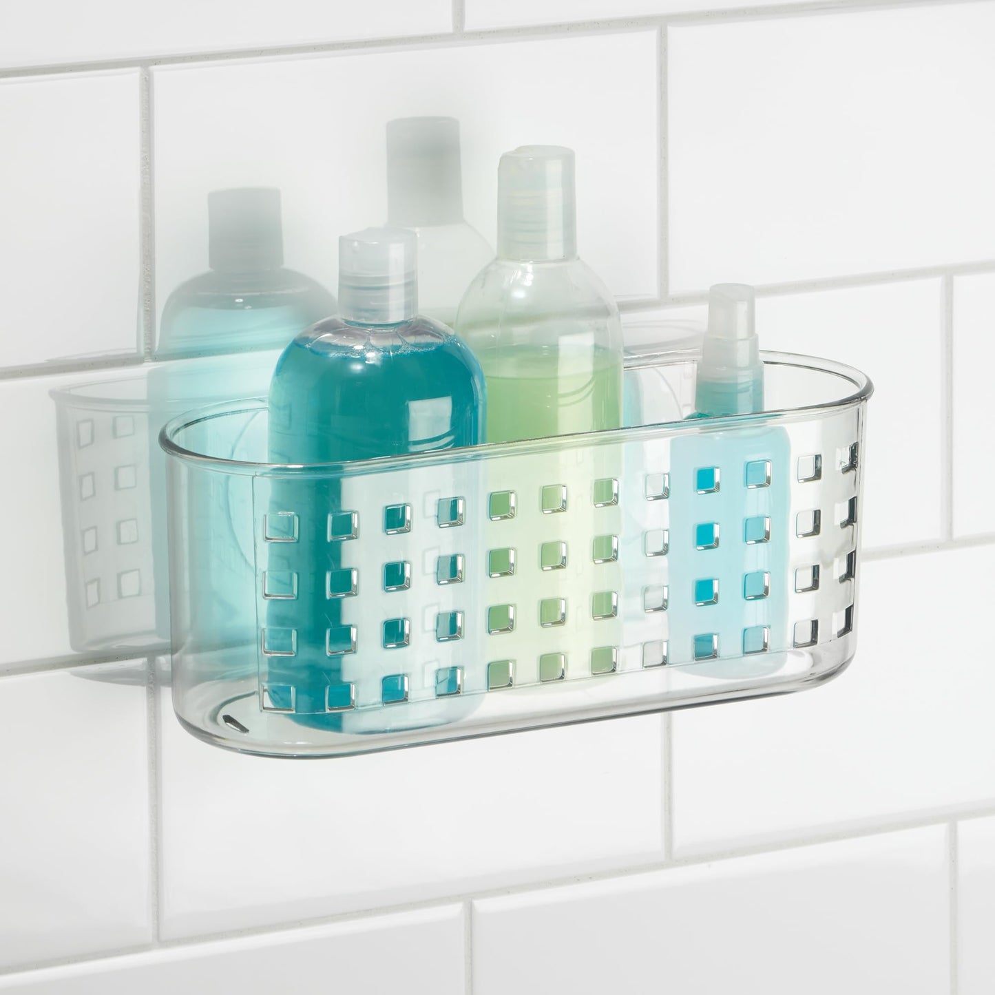 iDesign Shower Caddy Suction Cup Bathroom Storage Shelf - Transparent 