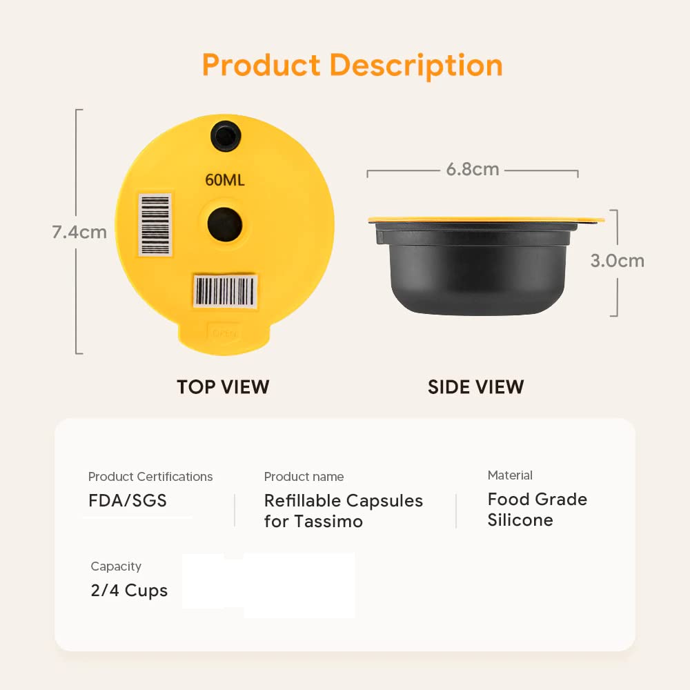 Reusable Coffee Capsules 220ml Compatible with Bosch Tassimo Machines